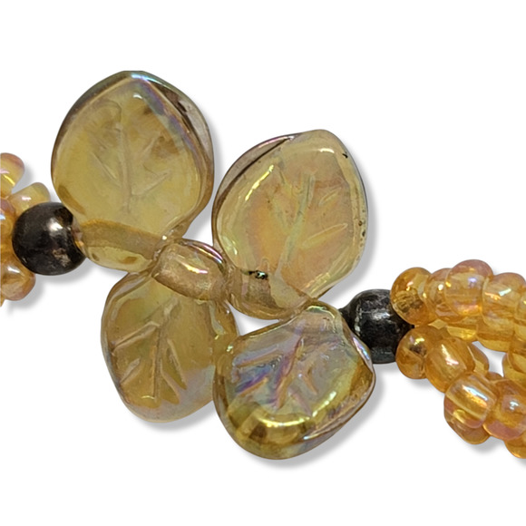 Vintage Blown Glass Beads, Brown, Amber, Gold, Multi-shapes strand 36" - Picture 5 of 9